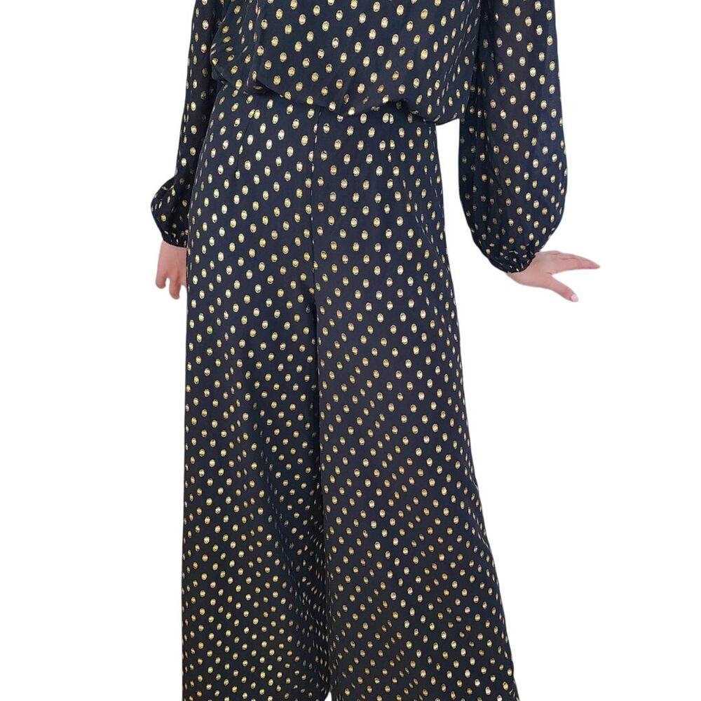 Never Fully Dressed Vogue Jumpsuit Black Gold Size 6 NWT